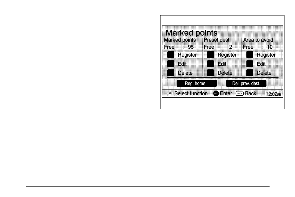 Setup, Marked points | Pontiac Vibe Navigation System Supplement User Manual | Page 23 / 50