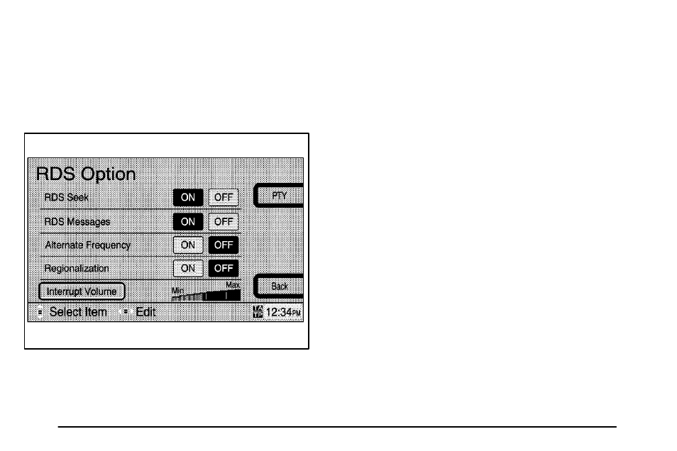 Rds option menu | Pontiac Vibe Navigation System Supplement User Manual | Page 39 / 50