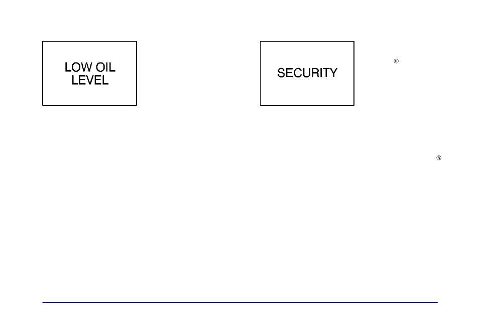 Low oil level light, Security light | Pontiac Grand Prix 2001 User Manual | Page 154 / 373