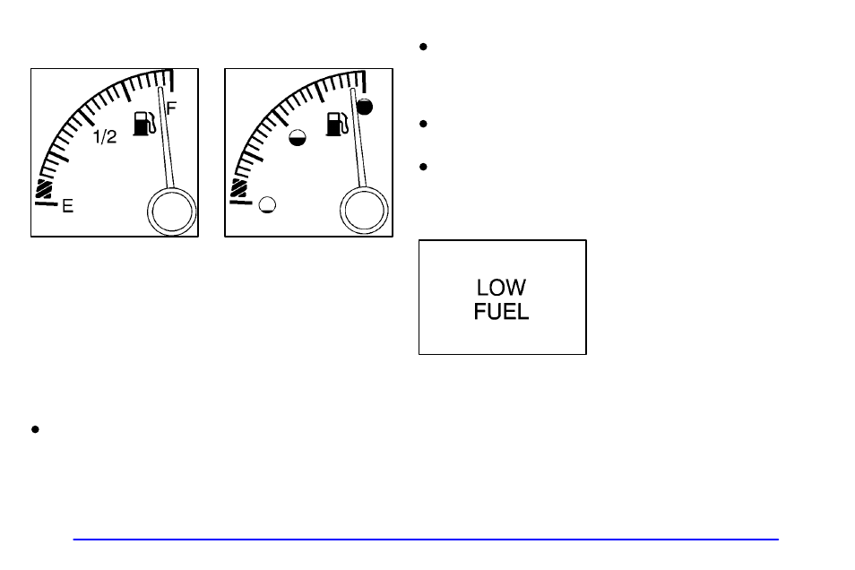 Fuel gage, Low fuel light | Pontiac Grand Prix 2001 User Manual | Page 155 / 373