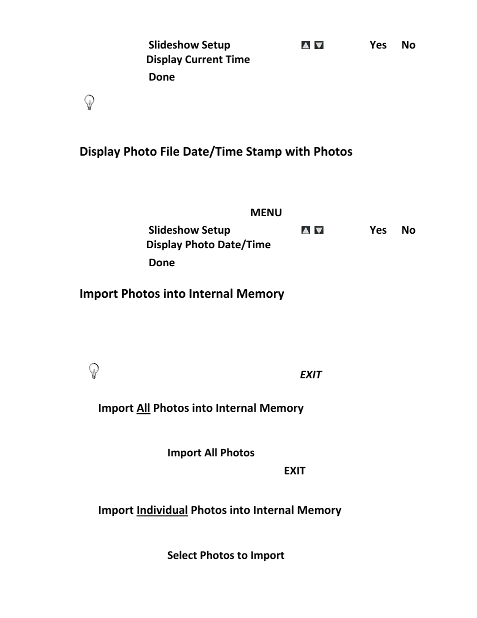 Display photo file date/time stamp with photos | Pandigital PI1002DW User Manual | Page 15 / 52