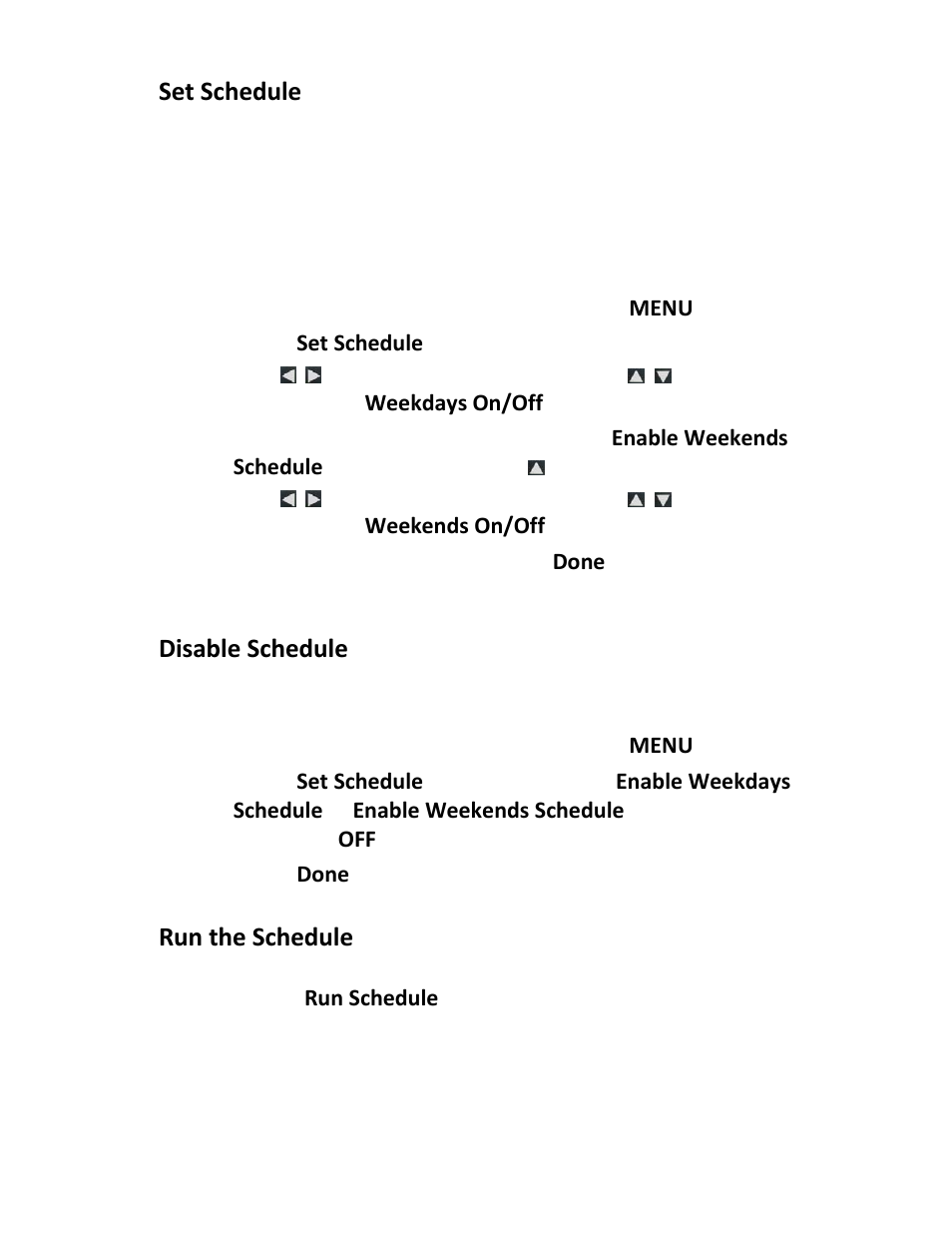 Set schedule, Disable schedule, Run the schedule | Pandigital PI1002DW User Manual | Page 26 / 52