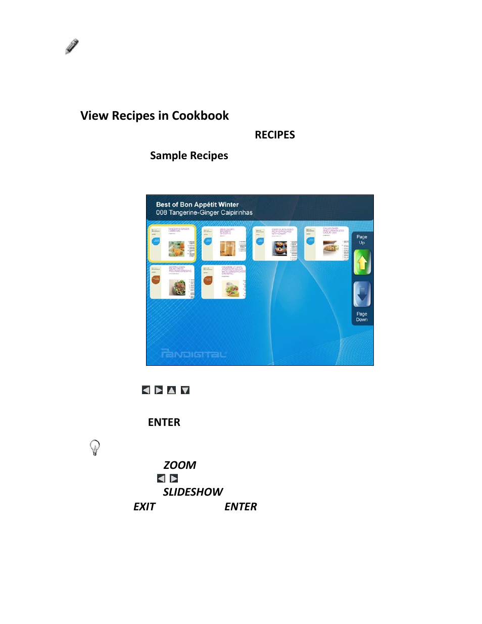 View recipes in cookbook | Pandigital PI1002DW User Manual | Page 29 / 52