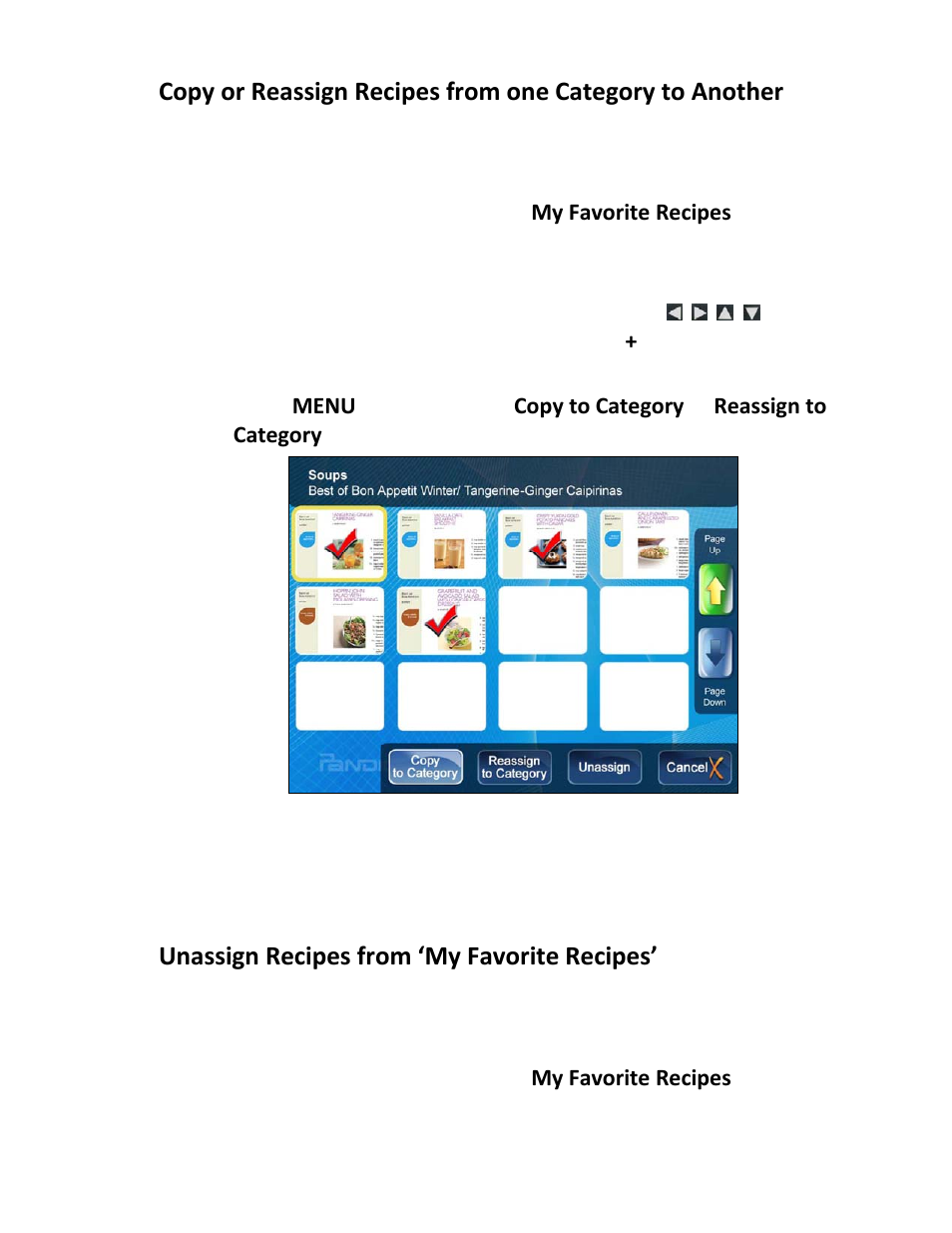 Unassign recipes from ‘my favorite recipes | Pandigital PI1002DW User Manual | Page 31 / 52