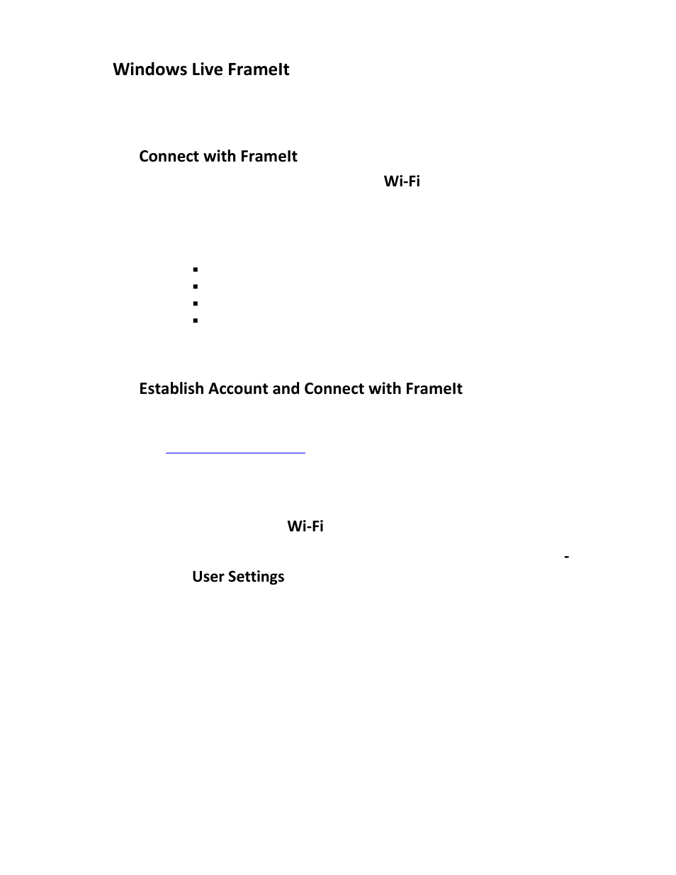 Windows live frameit, Connect with frameit, Establish account and connect with frameit | Pandigital PI1002DW User Manual | Page 36 / 52