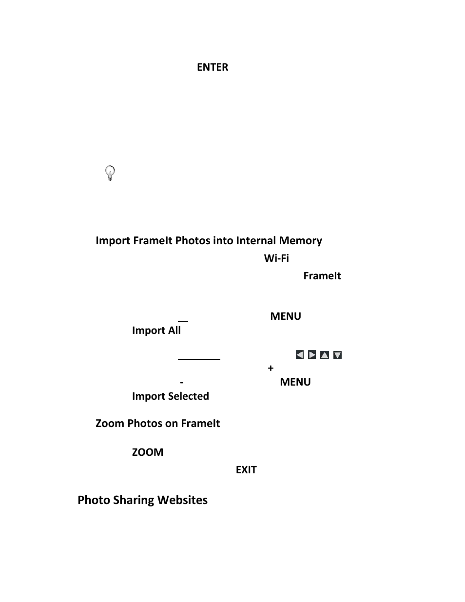 Photo sharing websites, Zoom photos on frameit | Pandigital PI1002DW User Manual | Page 38 / 52