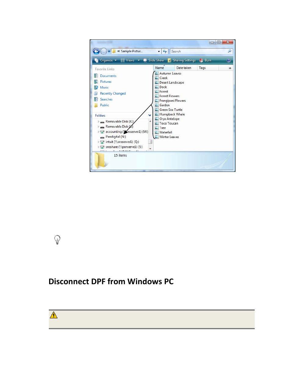 Disconnect dpf from windows pc | Pandigital PI1002DW User Manual | Page 43 / 52