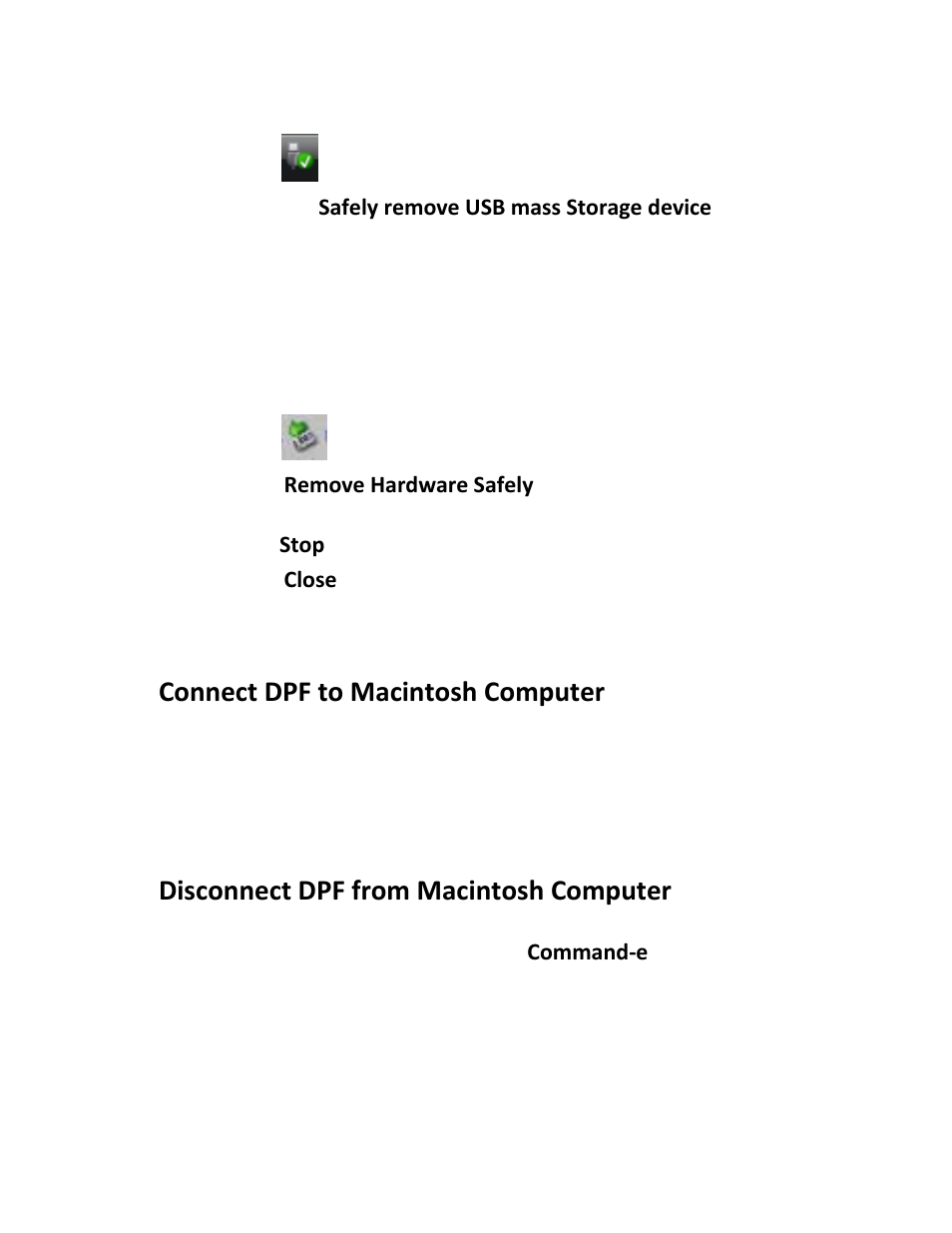 Connect dpf to macintosh computer, Disconnect dpf from macintosh computer | Pandigital PI1002DW User Manual | Page 44 / 52