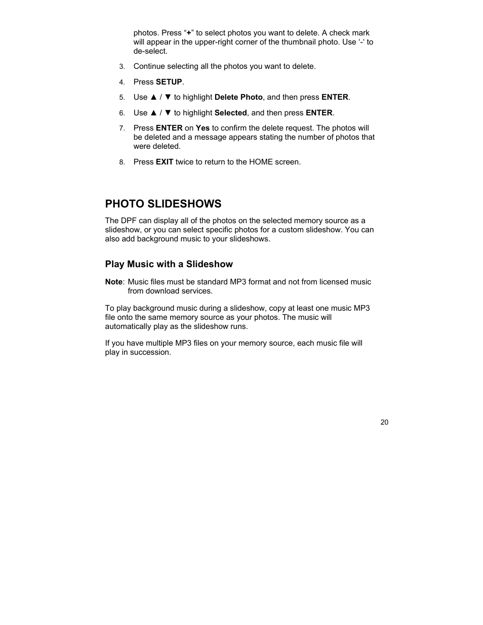 Photo slideshows | Pandigital UGPI7000W01 User Manual | Page 20 / 42