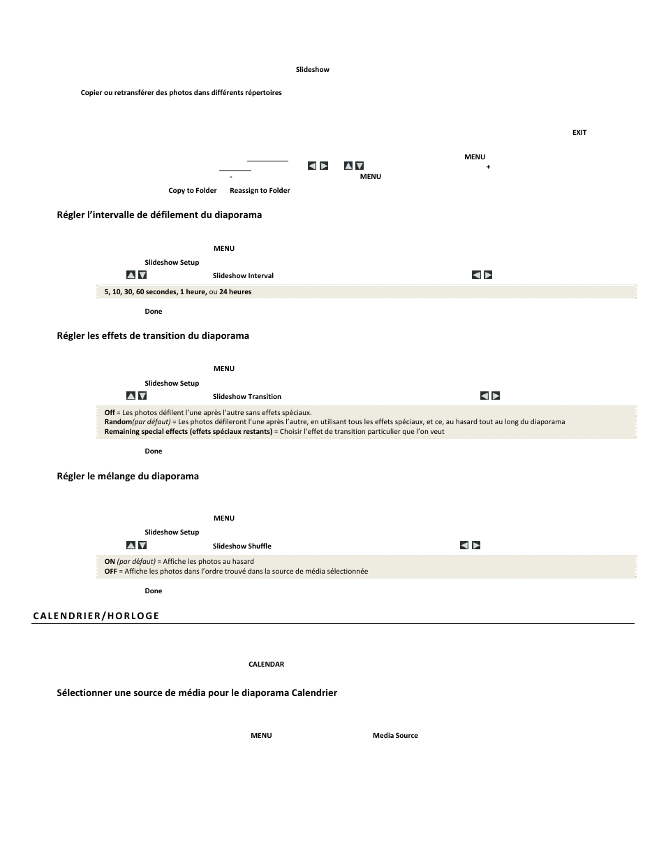 Régler l’intervalle de défilement du diaporama, Régler les effets de transition du diaporama, Régler le mélange du diaporama | Pandigital PI7002AW User Manual | Page 23 / 41
