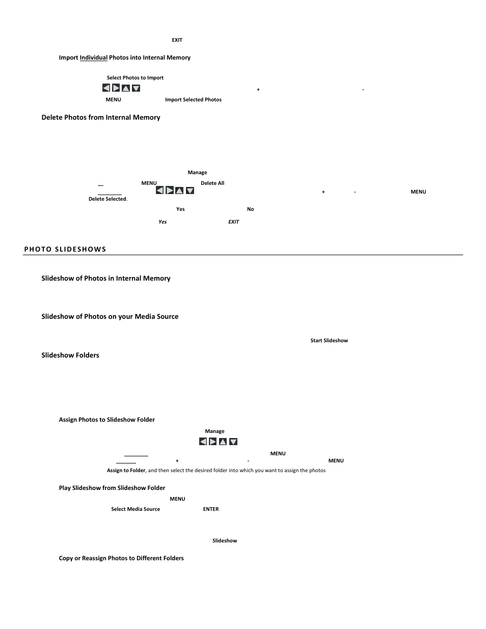 Slideshow of photos on your media source, Slideshow folders | Pandigital PI7002AW User Manual | Page 9 / 41