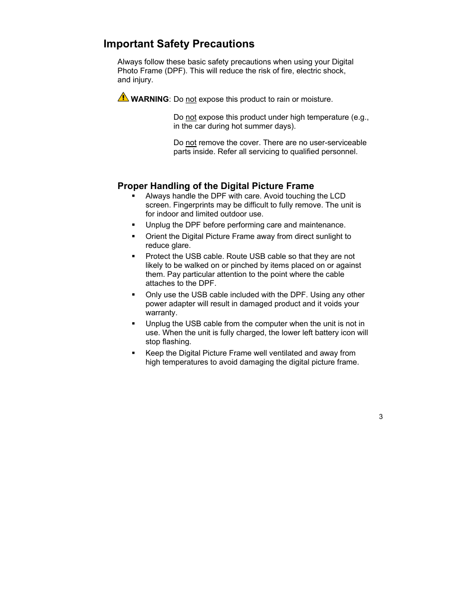 Important safety precautions | Pandigital PAN1802A User Manual | Page 3 / 10