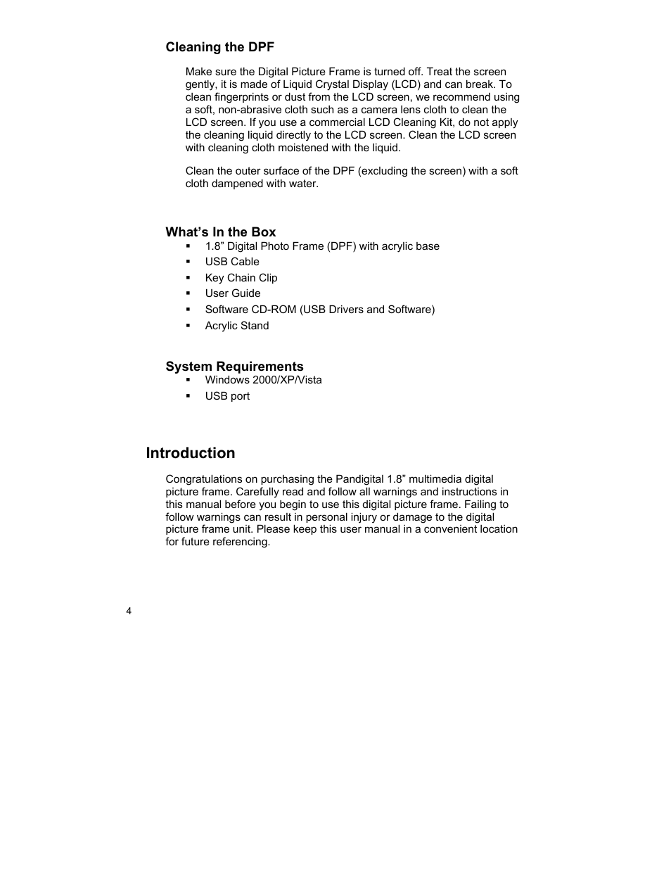 Introduction | Pandigital PAN1802A User Manual | Page 4 / 10
