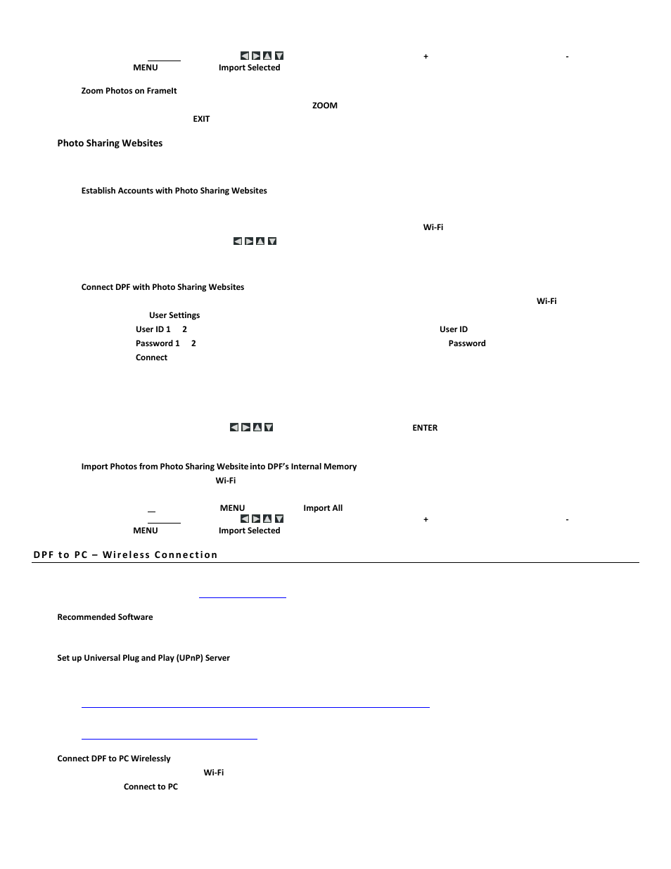 Photo sharing websites | Pandigital PI1051DWCB User Manual | Page 18 / 67