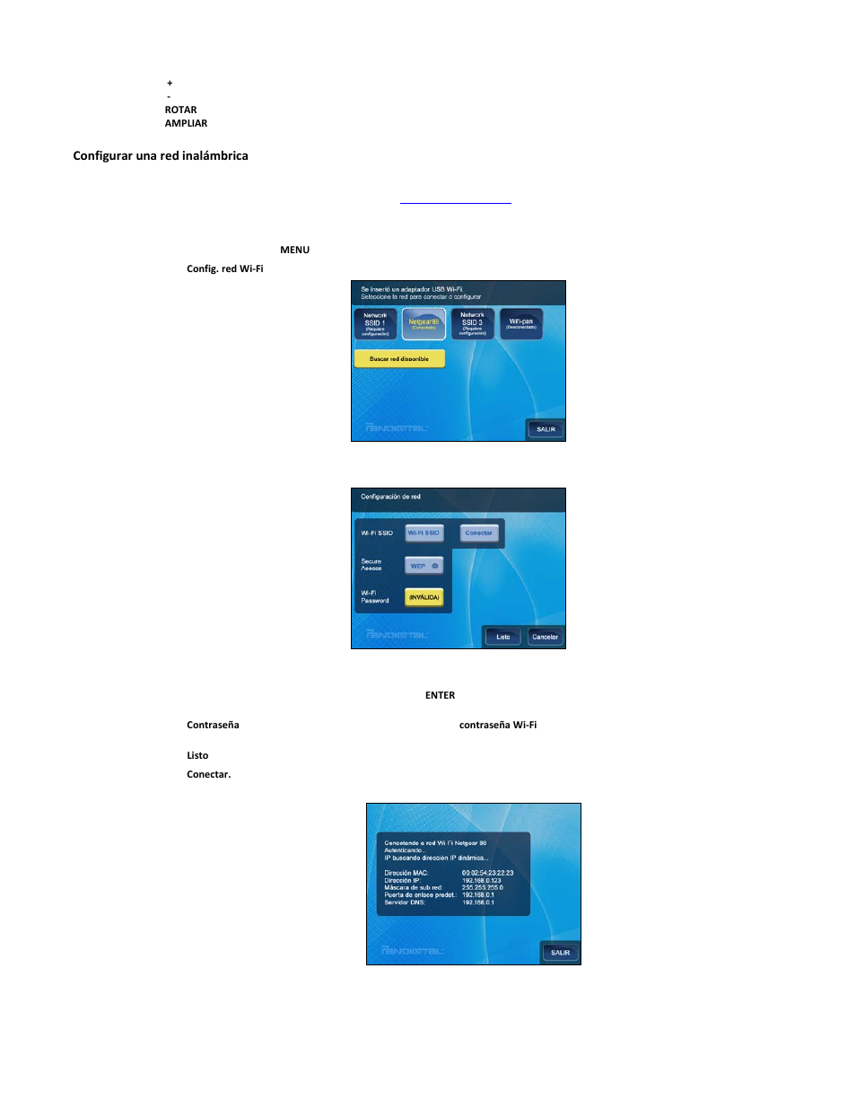 Configurar una red inalámbrica | Pandigital PI1051DWCB User Manual | Page 60 / 67