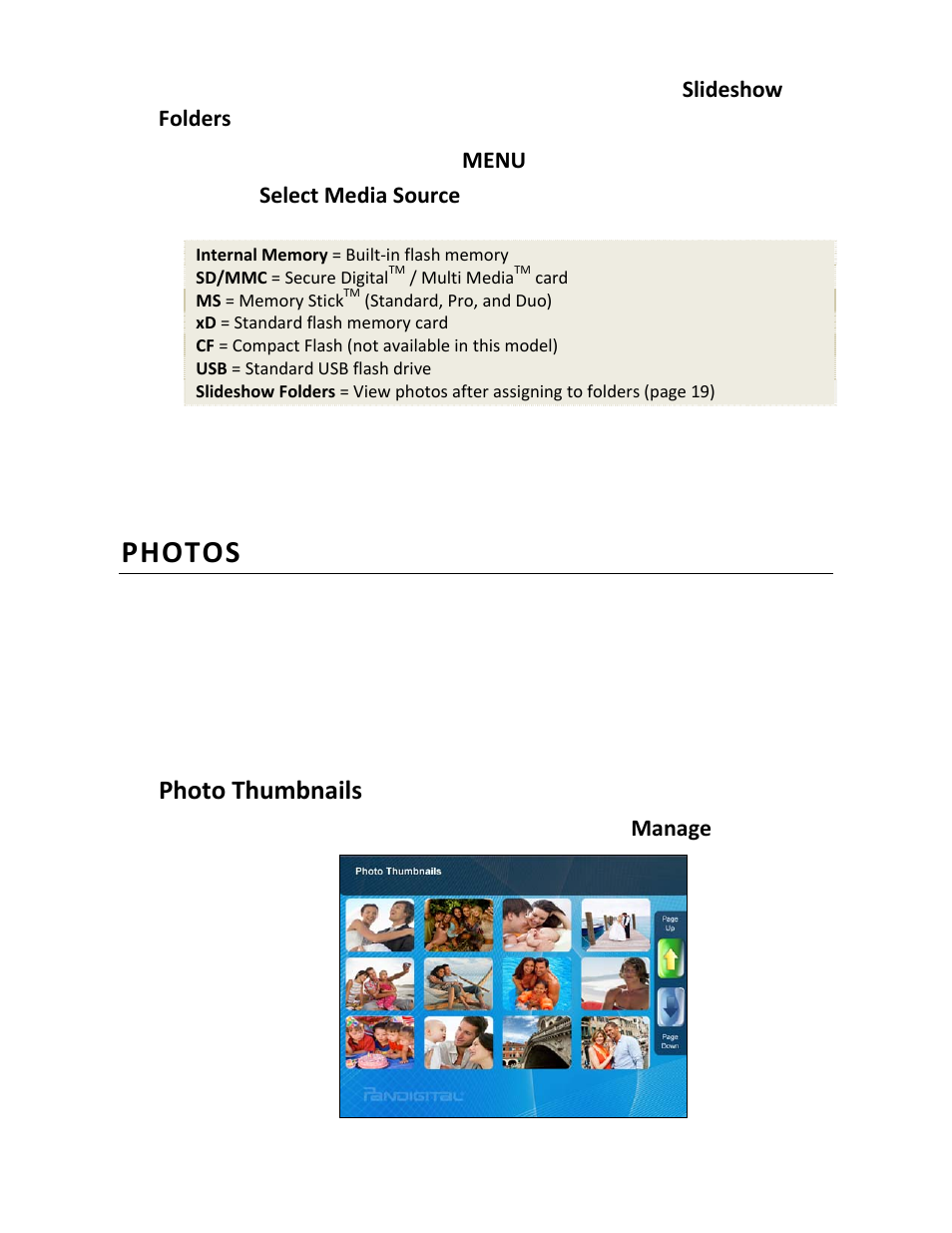Photos, Photo thumbnails | Pandigital PI8004W01 User Manual | Page 14 / 54