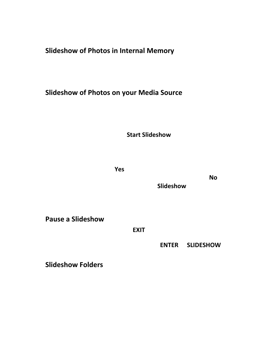 Slideshow of photos on your media source, Pause a slideshow, Slideshow folders | Pandigital PI8004W01 User Manual | Page 19 / 54