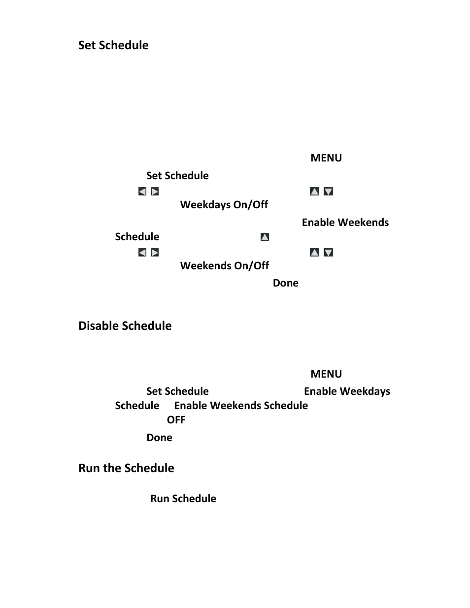 Set schedule, Disable schedule, Run the schedule | Pandigital PI8004W01 User Manual | Page 28 / 54