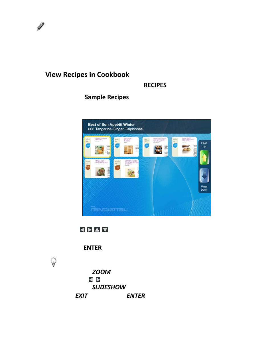 View recipes in cookbook | Pandigital PI8004W01 User Manual | Page 31 / 54