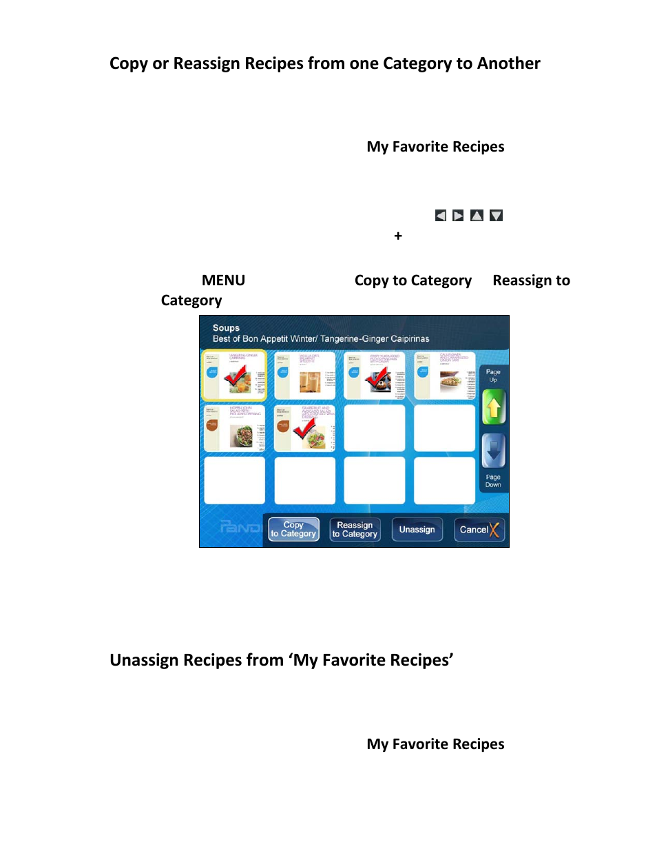 Unassign recipes from ‘my favorite recipes | Pandigital PI8004W01 User Manual | Page 33 / 54