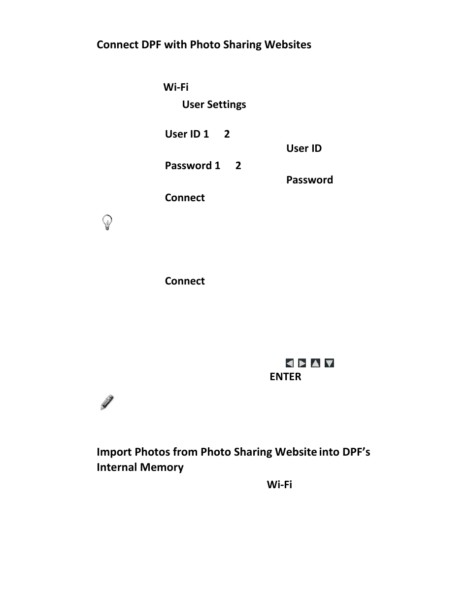 Connect dpf with photo sharing websites, Import photos from photo sharing website | Pandigital PI8004W01 User Manual | Page 41 / 54