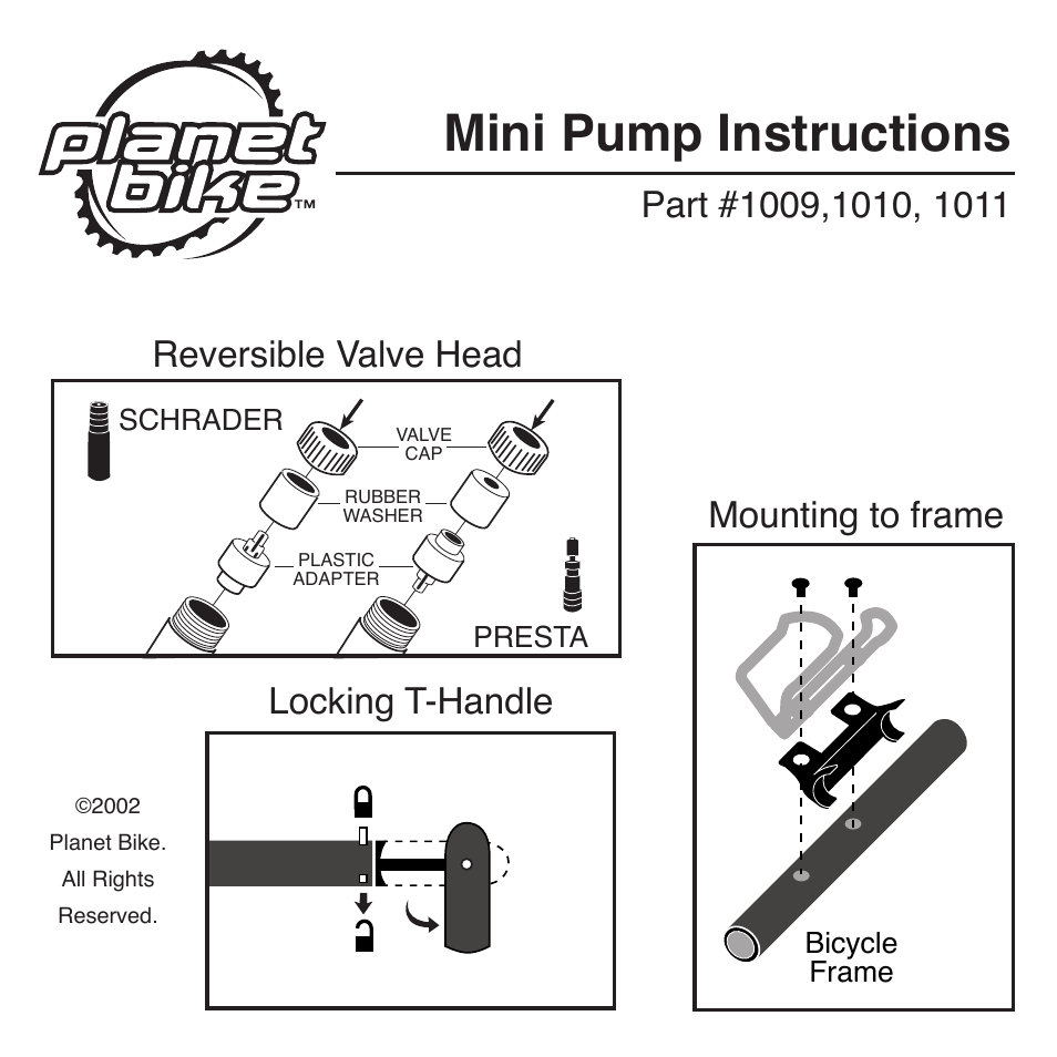 Planet Bike 1009 User Manual | 1 page