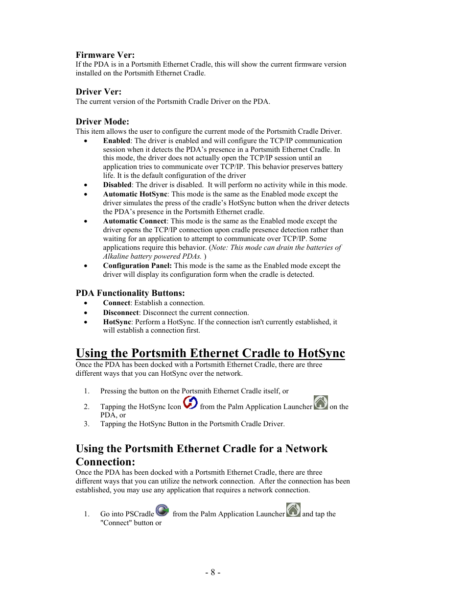 Using the portsmith ethernet cradle to hotsync | Portsmith PS6PM5E User Manual | Page 8 / 17