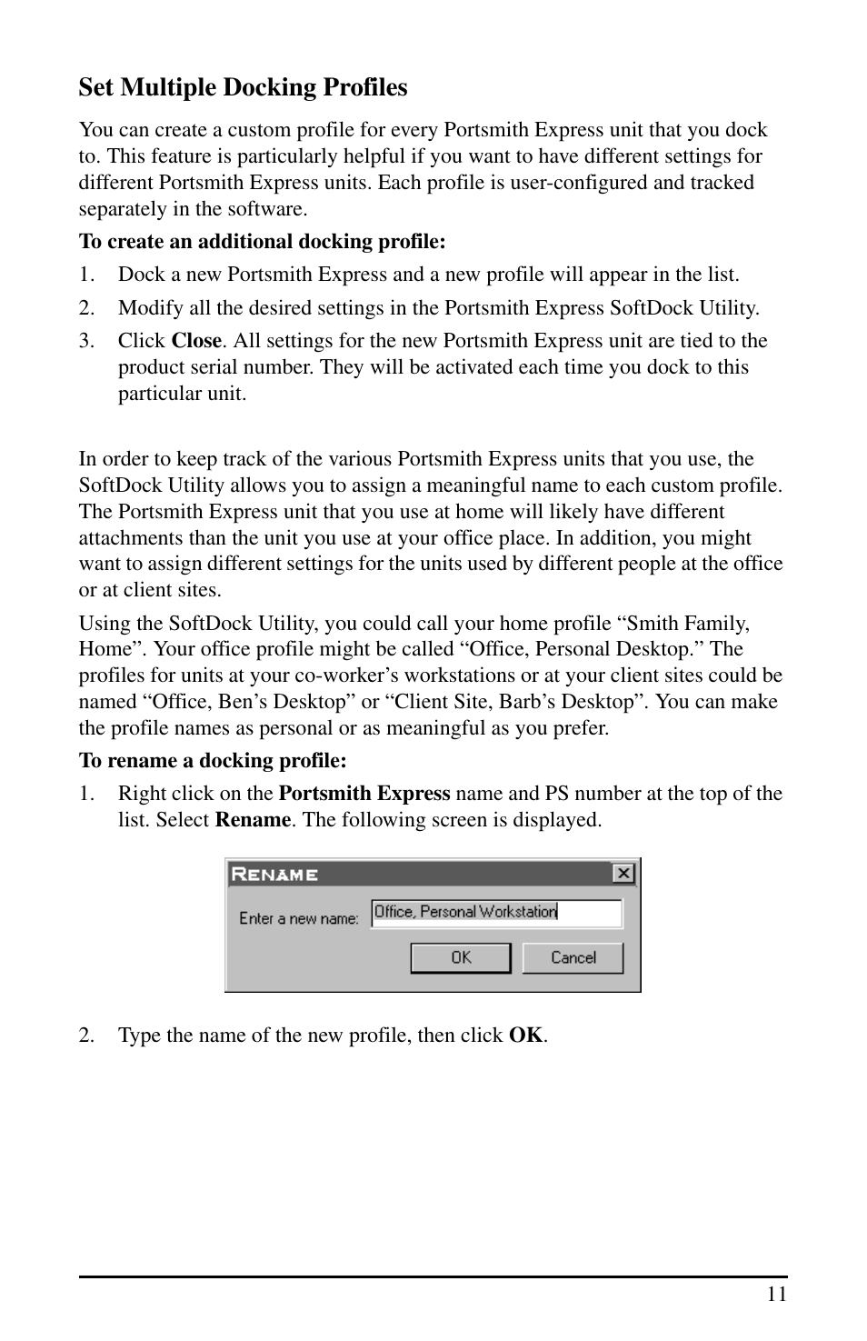 Set multiple docking profiles | Portsmith USB User Manual | Page 16 / 27