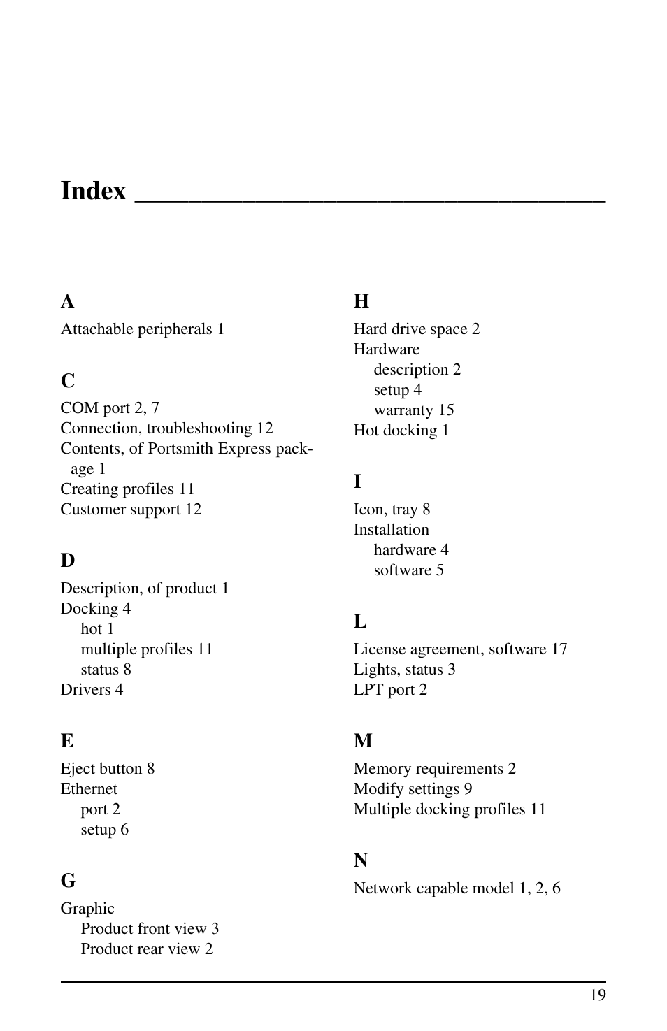 Index | Portsmith USB User Manual | Page 24 / 27