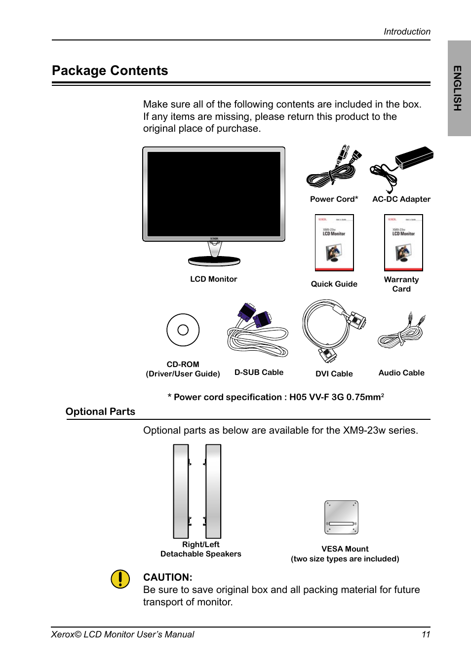 Package contents | Proview XM9-23w User Manual | Page 12 / 36