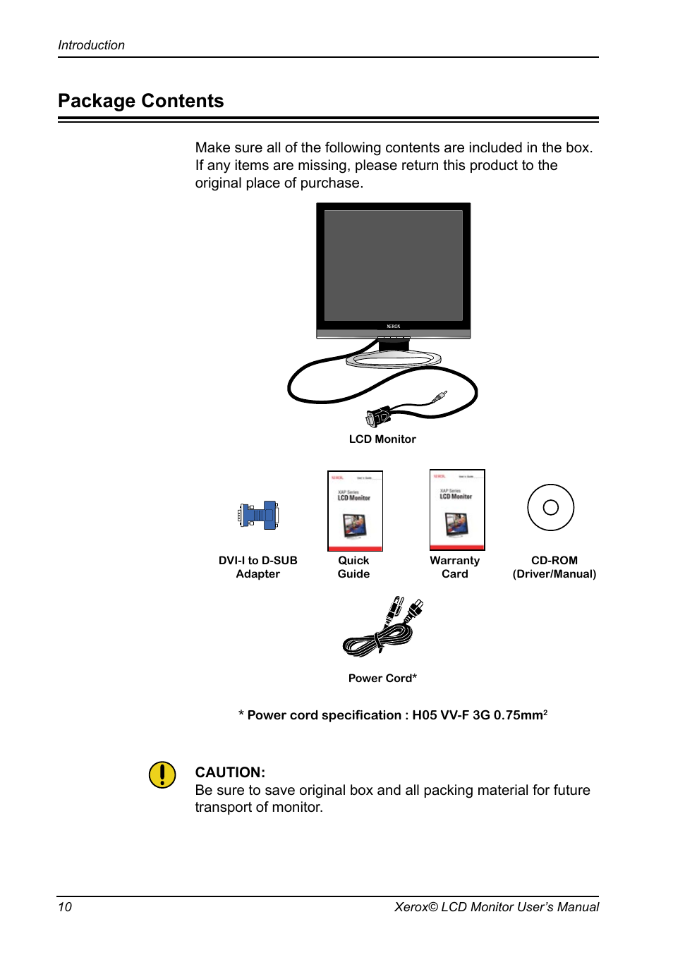 Package contents | Proview XAP series User Manual | Page 11 / 32