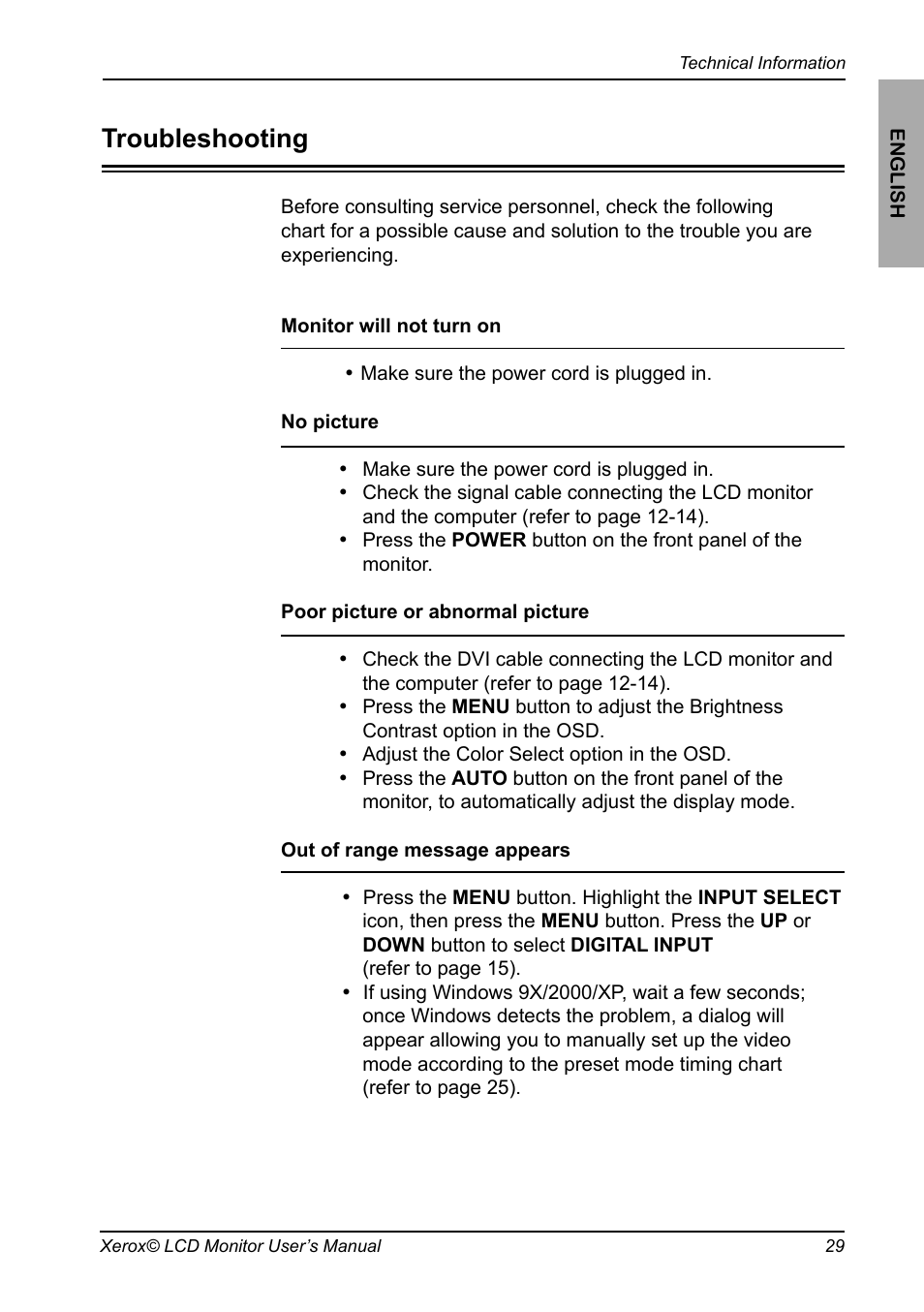 Troubleshooting | Proview XAP series User Manual | Page 30 / 32