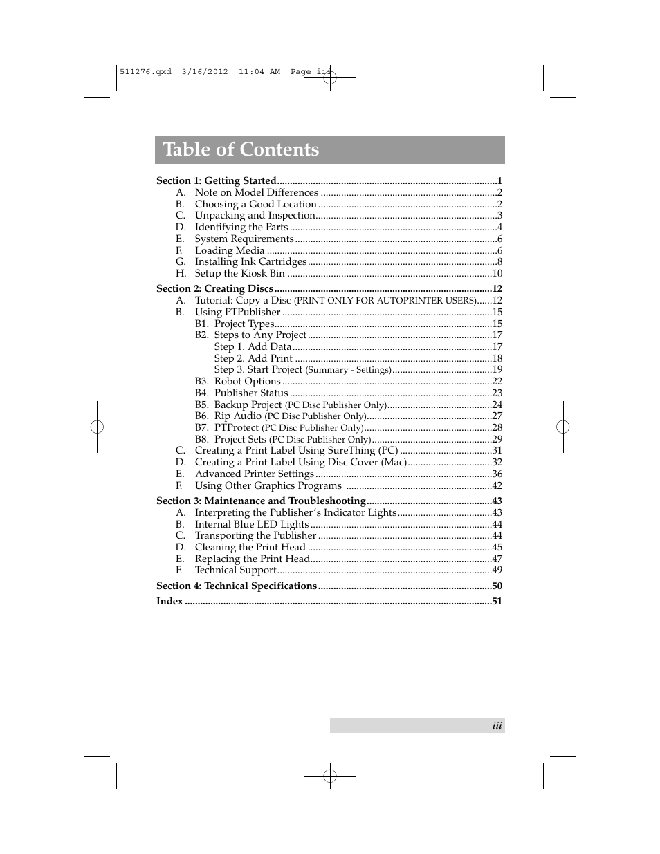 Primera Technology BRAVO 091211-511276 User Manual | Page 3 / 60