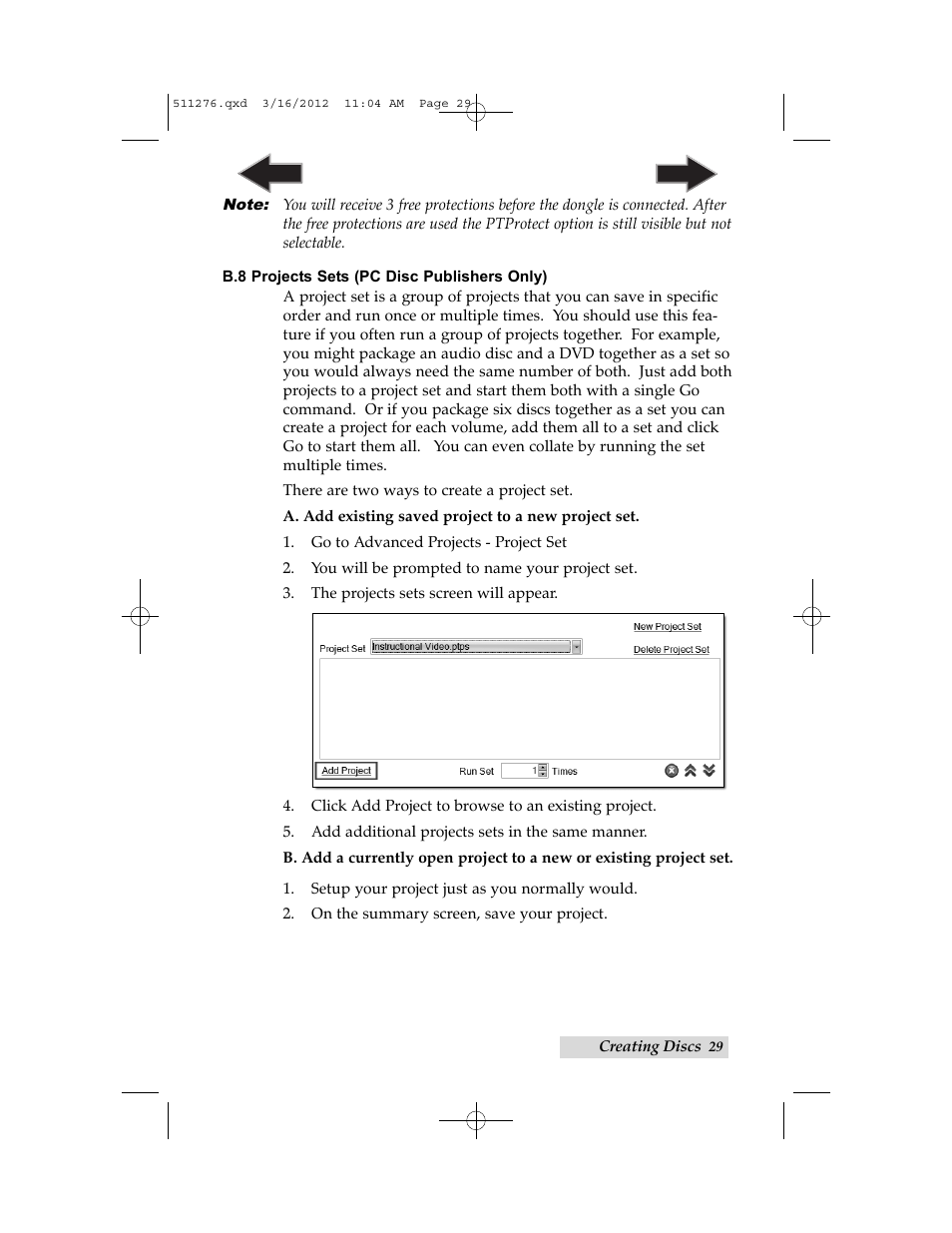 B8. project sets, Pc disc publisher only) | Primera Technology BRAVO 091211-511276 User Manual | Page 33 / 60