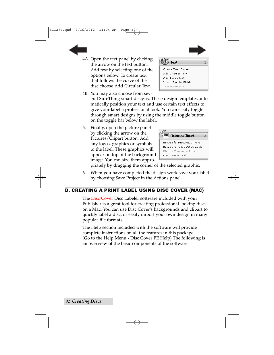 D. creating a print label using disc cover (mac) | Primera Technology BRAVO 091211-511276 User Manual | Page 36 / 60