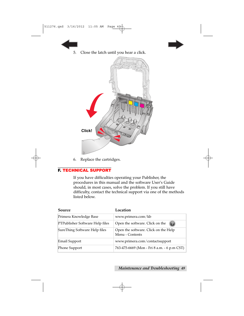 F. technical support, Technical support | Primera Technology BRAVO 091211-511276 User Manual | Page 53 / 60