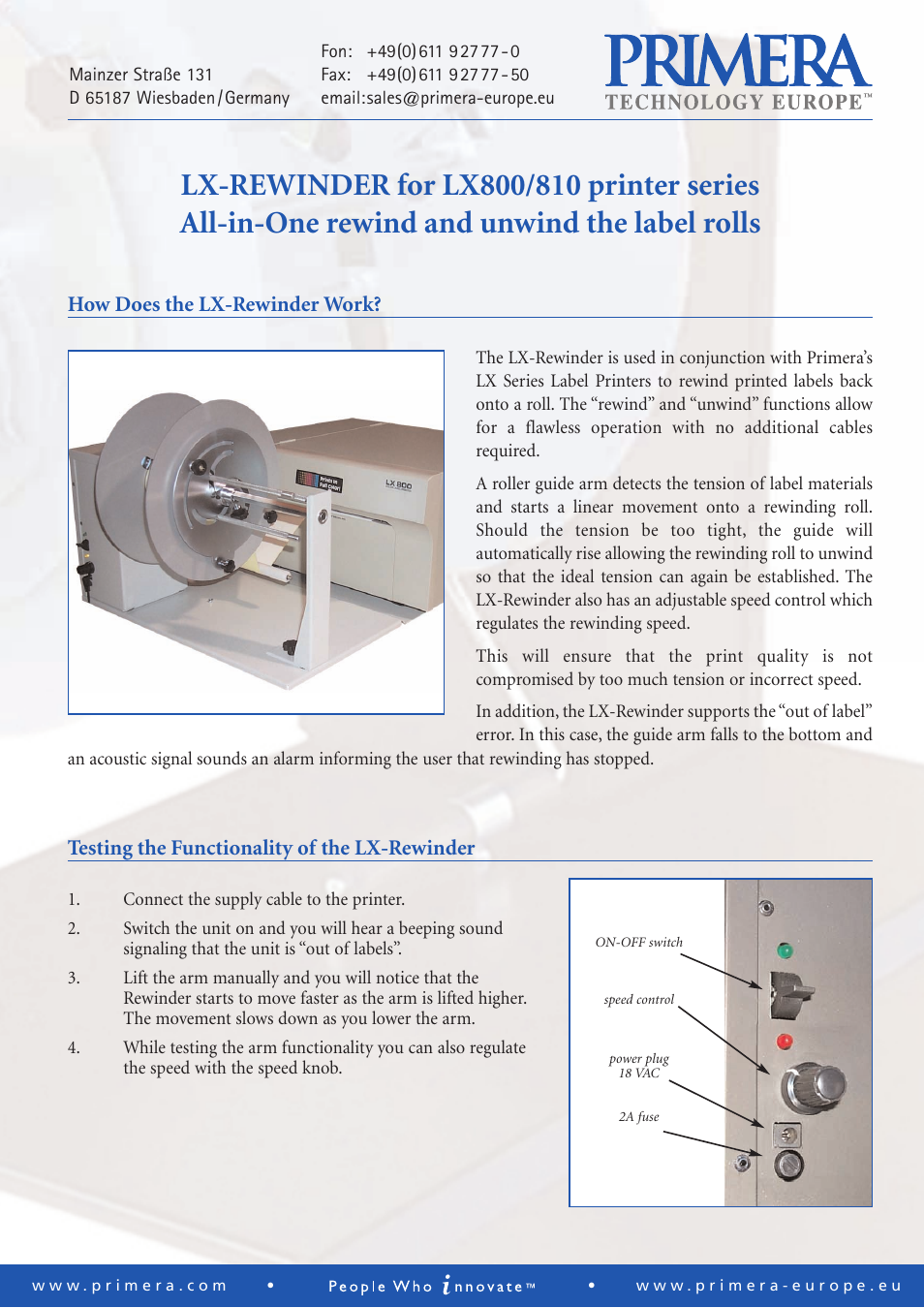 Primera Technology 810 User Manual | 2 pages