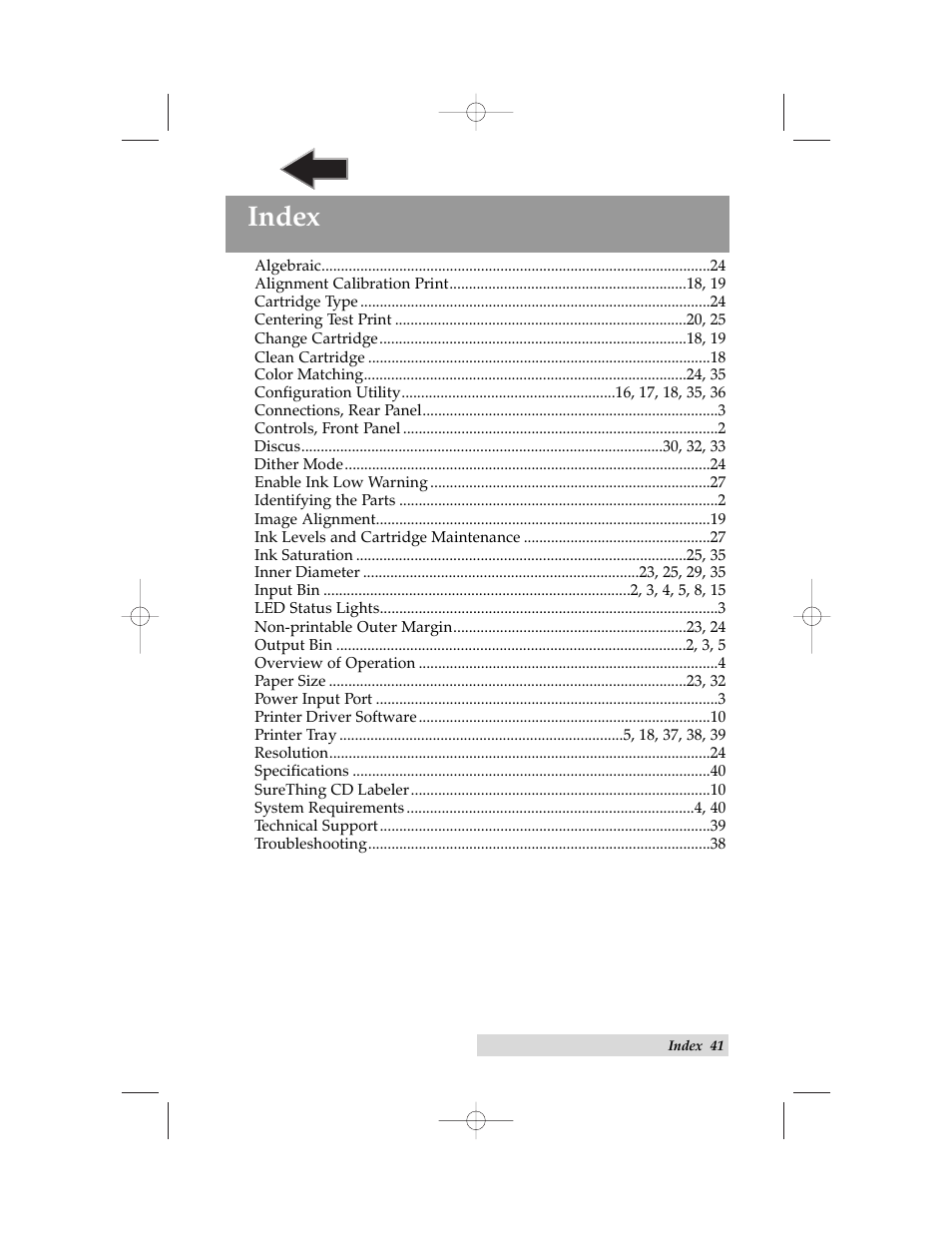 Index | Primera Technology BravoPro Automated Optical Disc Printing System User Manual | Page 45 / 48