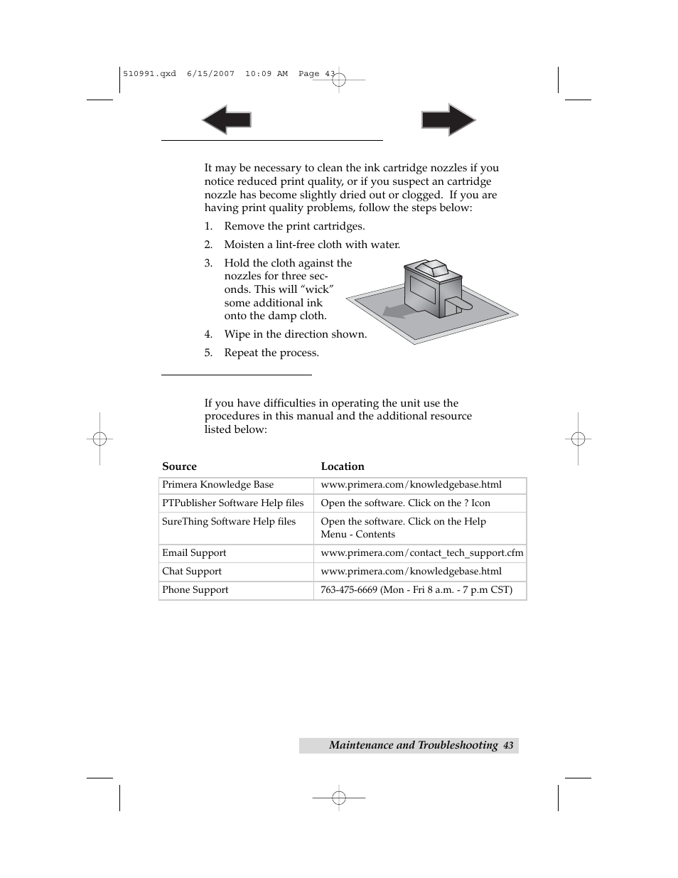 D. cleaning the ink cartridges, E. technical support | Primera Technology Network Disc Duplication & Printing System User Manual | Page 47 / 50