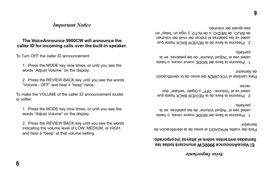 Important notice, Aviso importante | Primera Technology 9900CW User Manual | Page 6 / 24