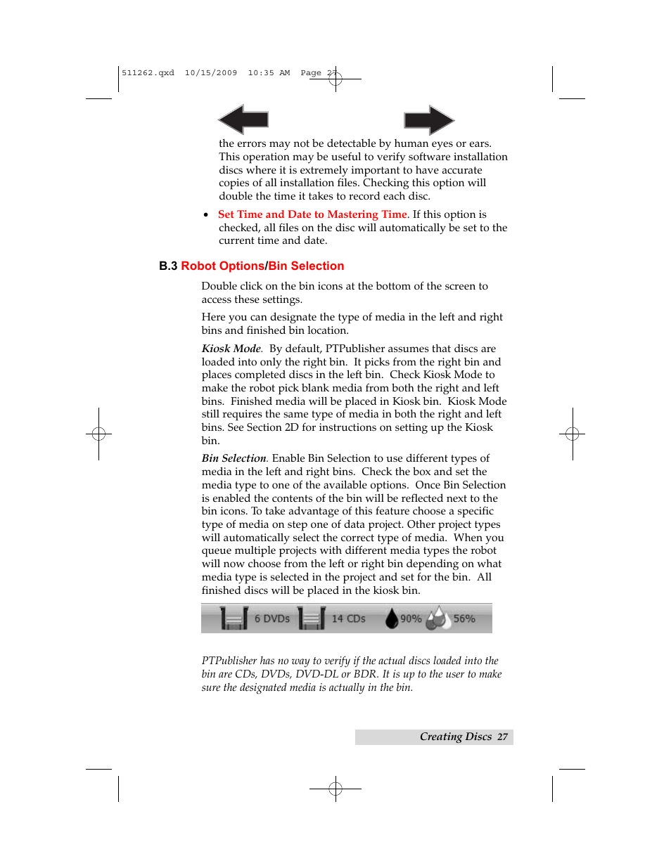 B3. robot options | Primera Technology BRAVOPRO XI 032910-511262 User Manual | Page 31 / 64