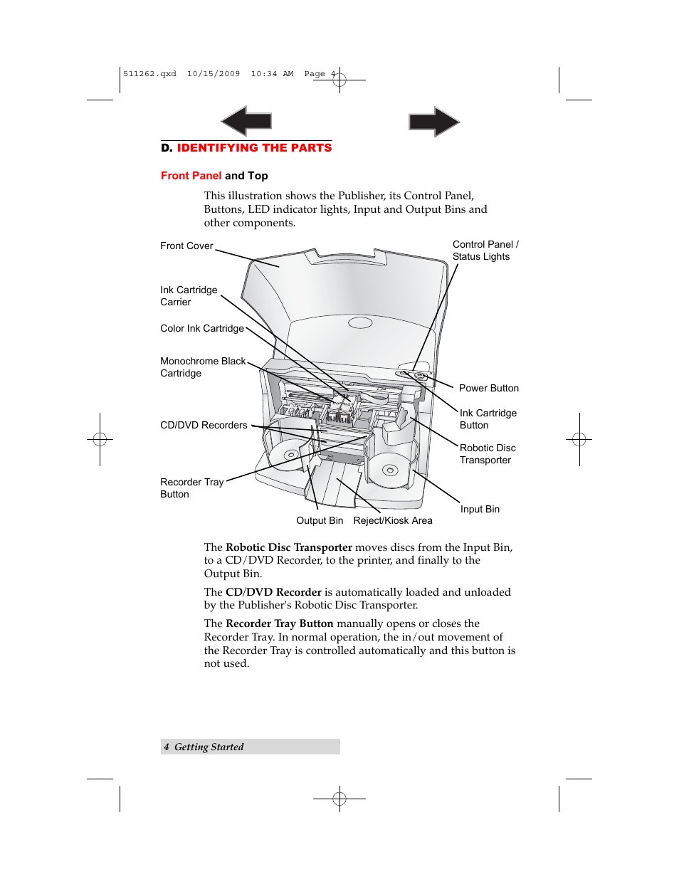 D. identifying the parts | Primera Technology BRAVOPRO XI 032910-511262 User Manual | Page 8 / 64
