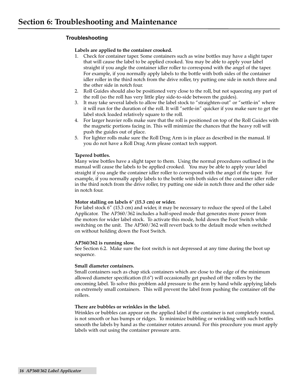 Troubleshooting and maintenance, Troubleshooting and maintenance 16 | Primera Technology AP362 User Manual | Page 16 / 20