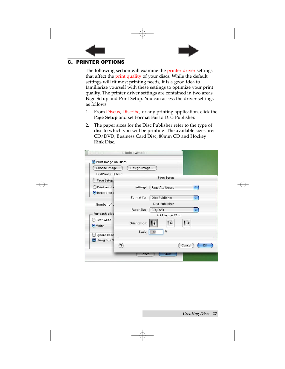 C. printer options | Primera Technology III User Manual | Page 31 / 44