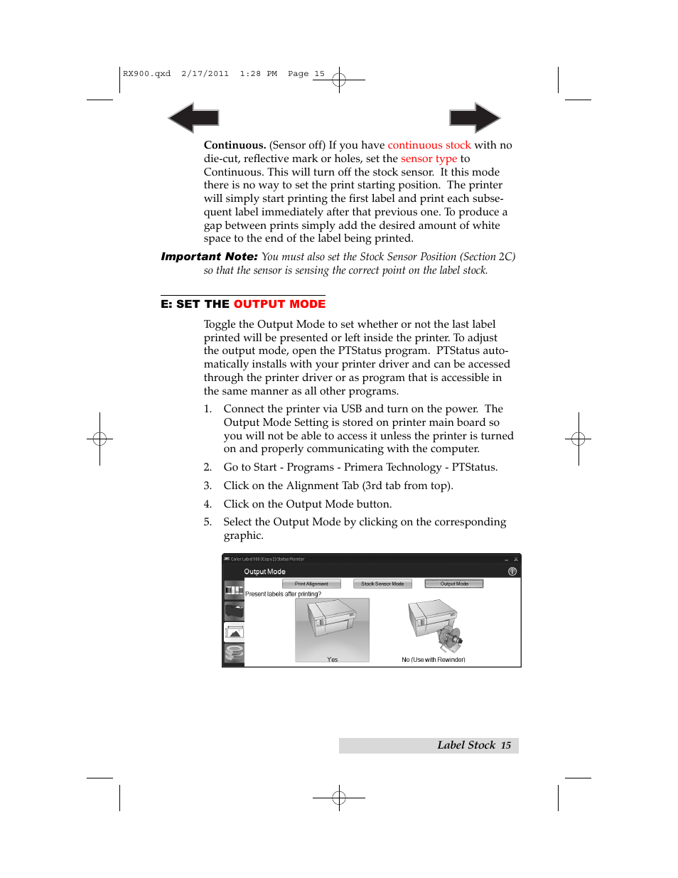 E. set the output mode | Primera Technology RX900 User Manual | Page 19 / 68