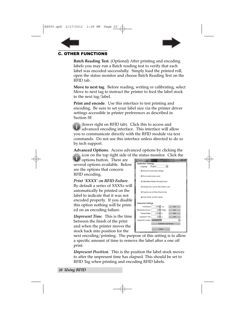 C. other functions | Primera Technology RX900 User Manual | Page 24 / 68