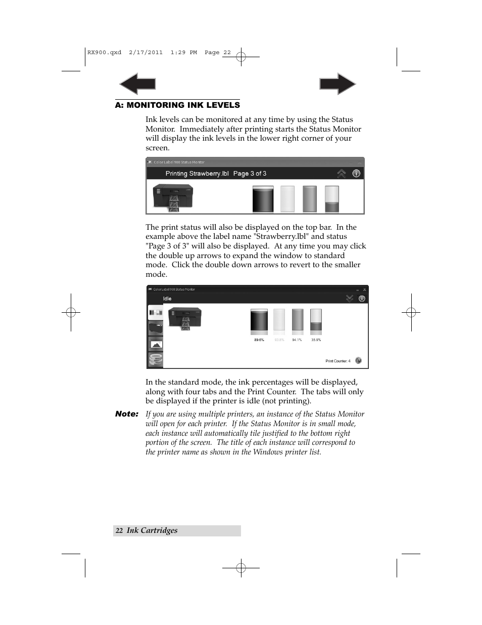 A. monitoring ink levels | Primera Technology RX900 User Manual | Page 26 / 68