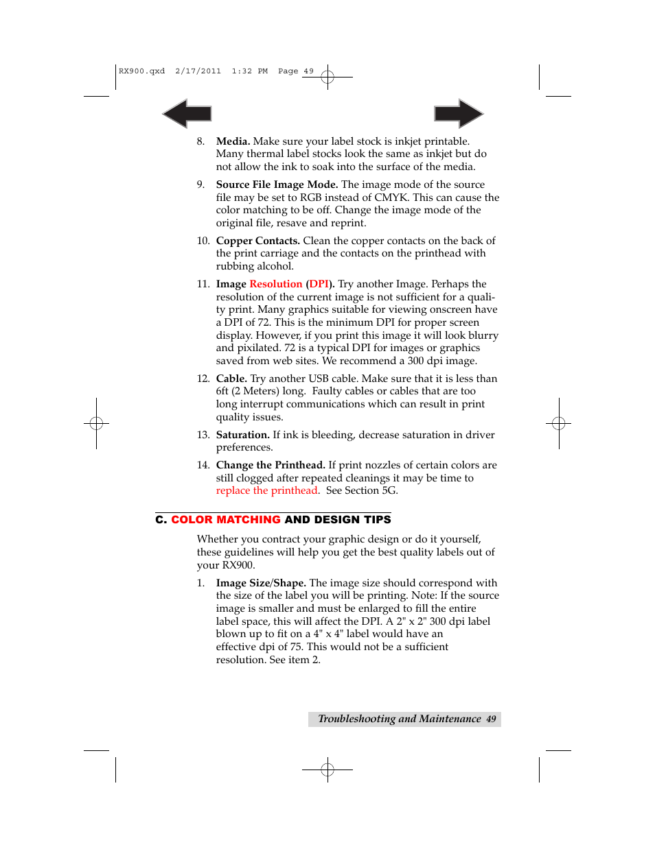 C. color matching and design tips | Primera Technology RX900 User Manual | Page 53 / 68