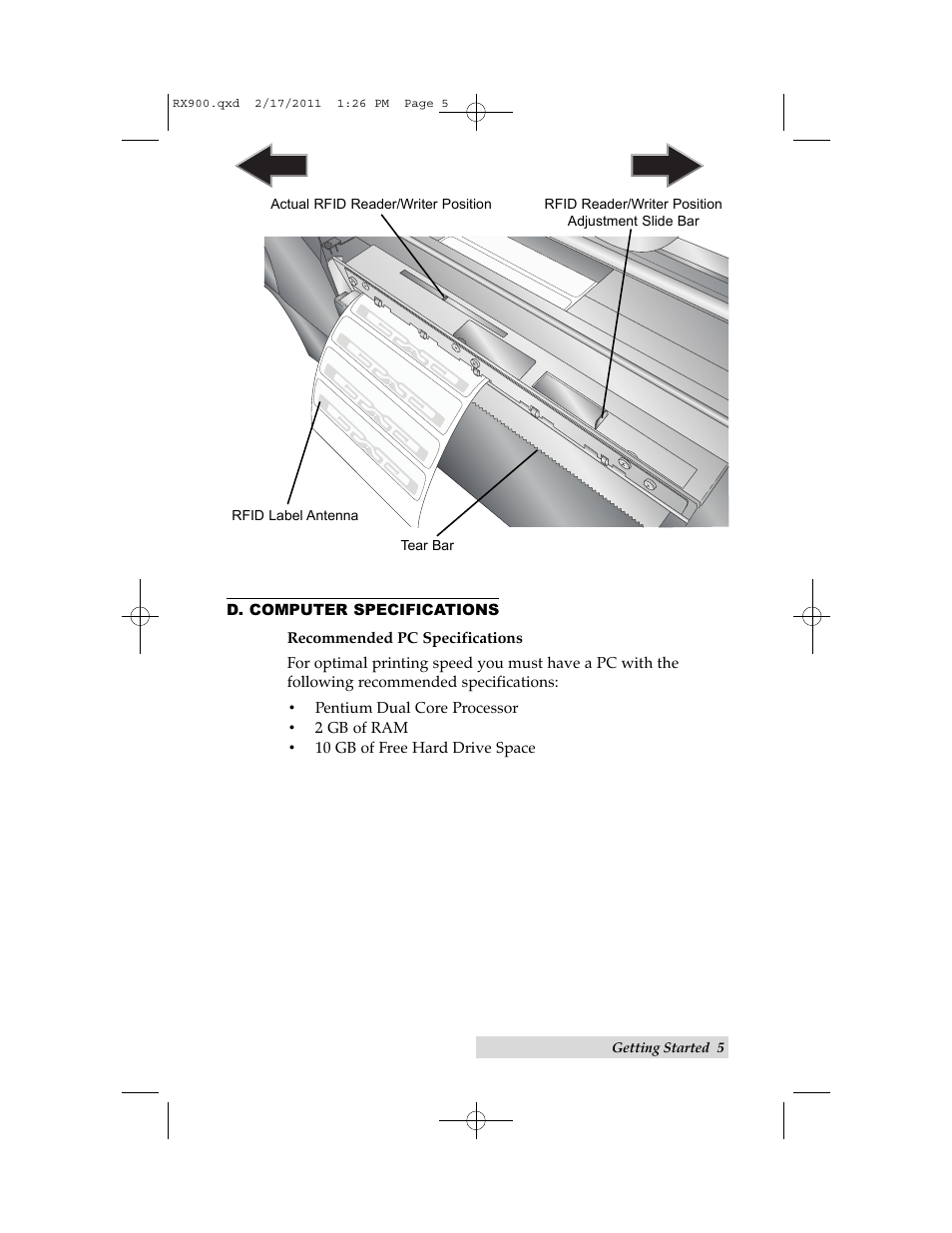 D. computer specifications | Primera Technology RX900 User Manual | Page 9 / 68