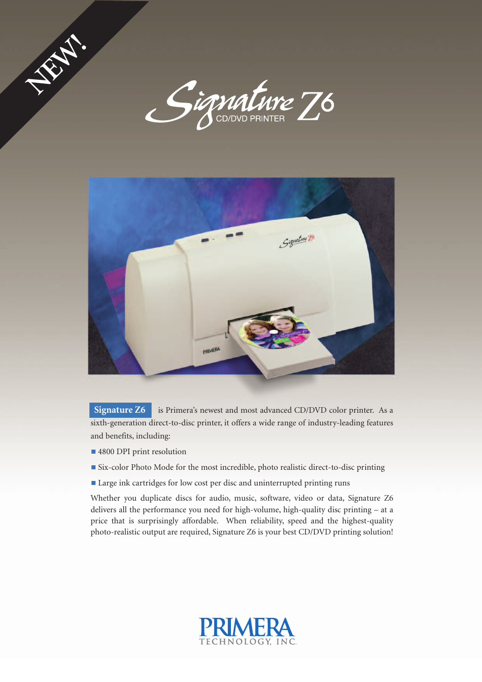 Primera Technology Primera Signature Z6 User Manual | 2 pages